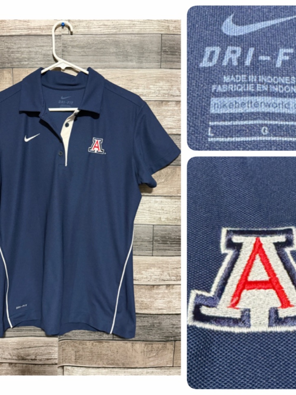 Nike Dri Fit Arizona Wildcats Polo Shirt Women’s L Navy Blue